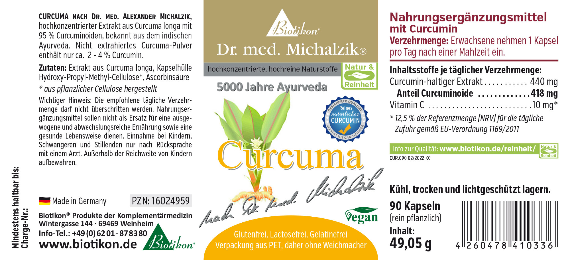 Curcuma 90 Kapseln Etikett Curcuma 90 Kapseln Etikett