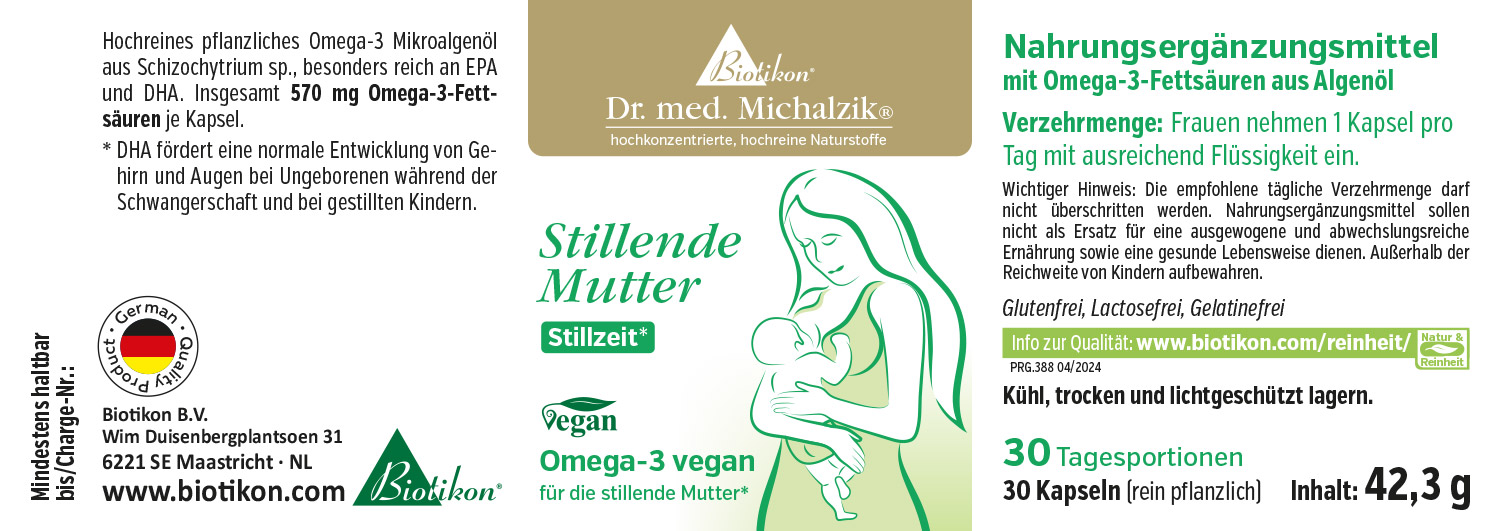 Nahrungsergänzungsmittel Omega-3 aus Mikroalgen, 30 Kapseln, vegan, 42,3 g.