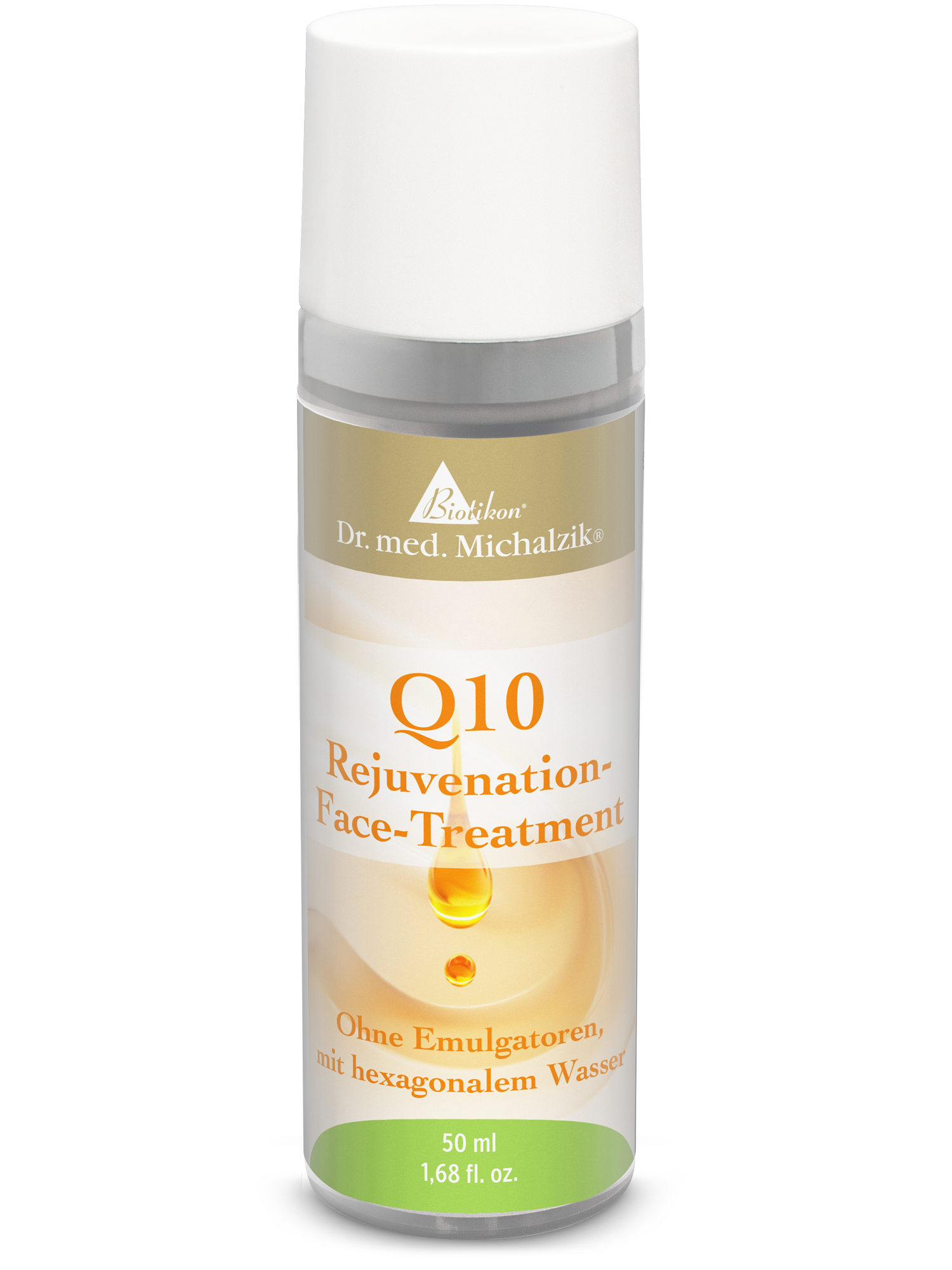 Q10 Rejuvenation Face Treatment – 50 ml Gesichtspflege mit Q10 in einer 50 ml Sprühflasche, klare Flüssigkeit, ohne Emulgatoren.