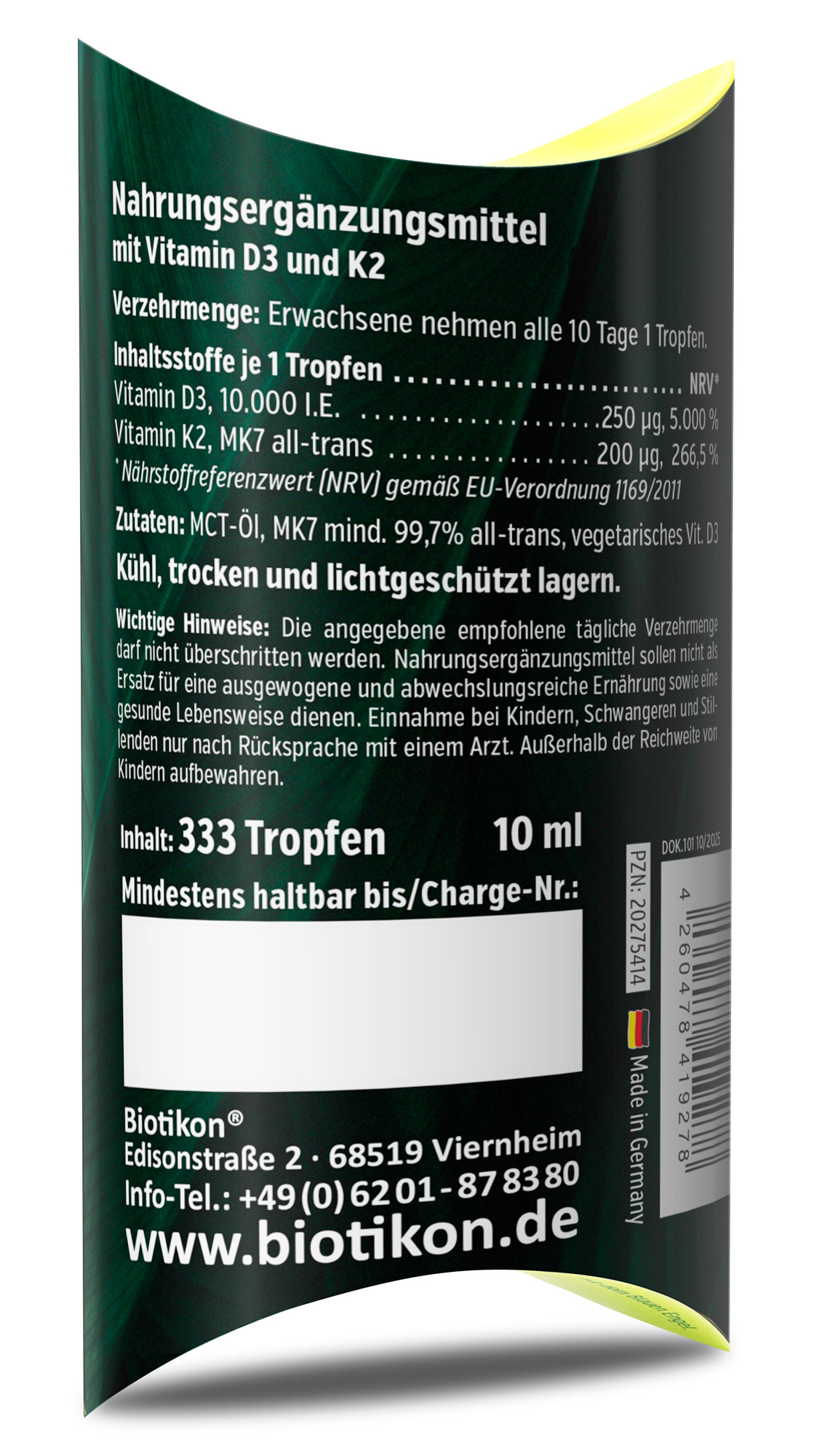 Vitamin-D3 K2-10000IE konventionell Schachtel Rückseite