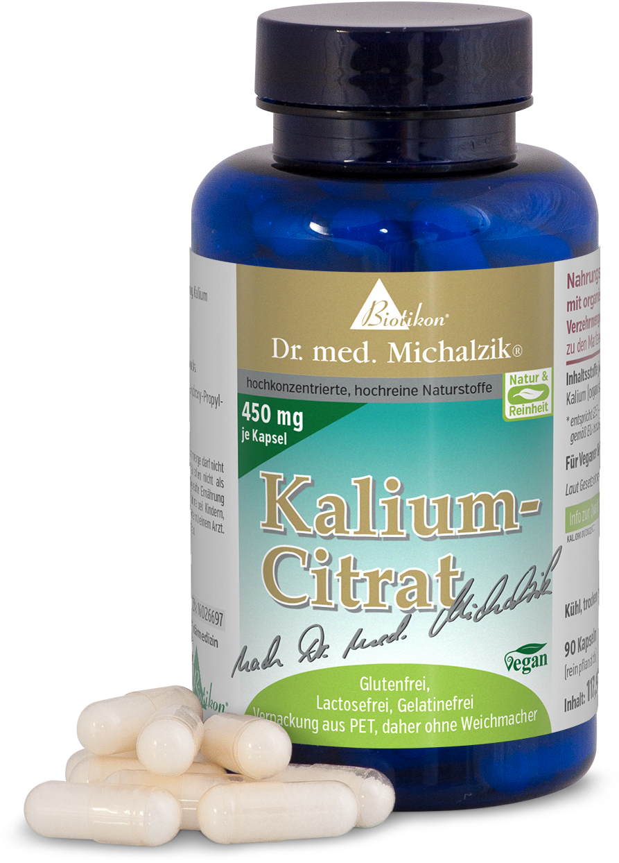 Blaues Fläschchen mit 90 weißen Kapseln, vegan, glutenfrei, Lactosefrei.