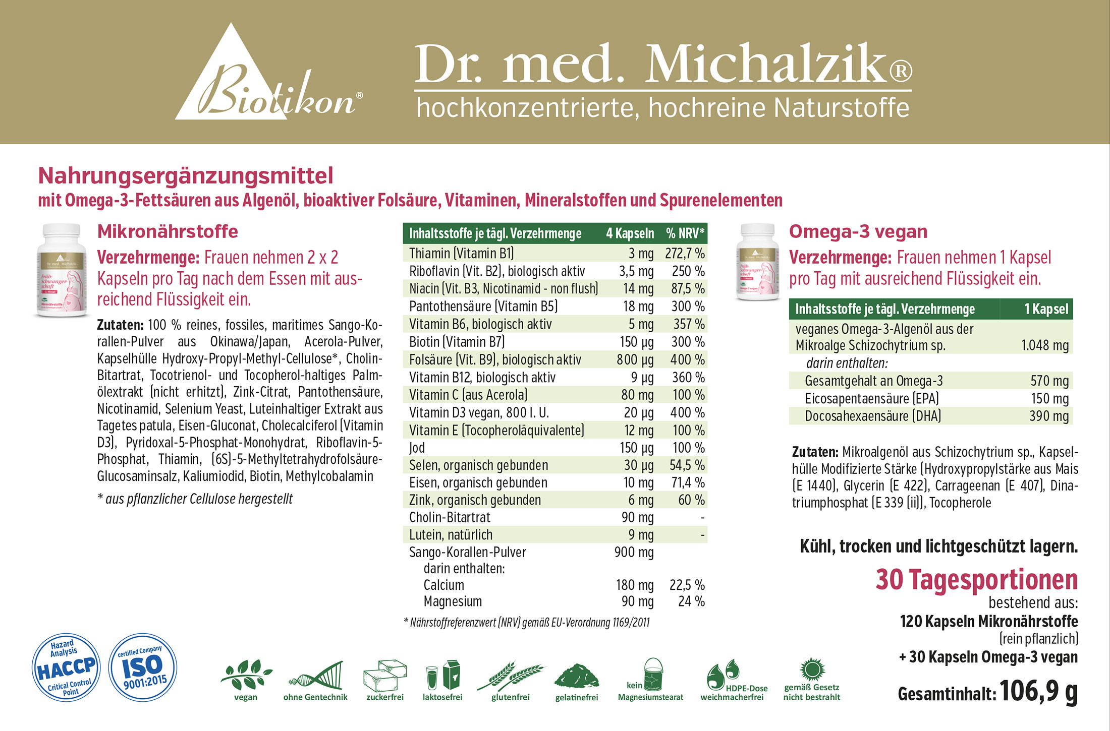Nahrungsergänzungsmittel in Kapsel-Form, 120 Kapseln, für Mikronährstoffe und Omega-3, weiße Verpackung