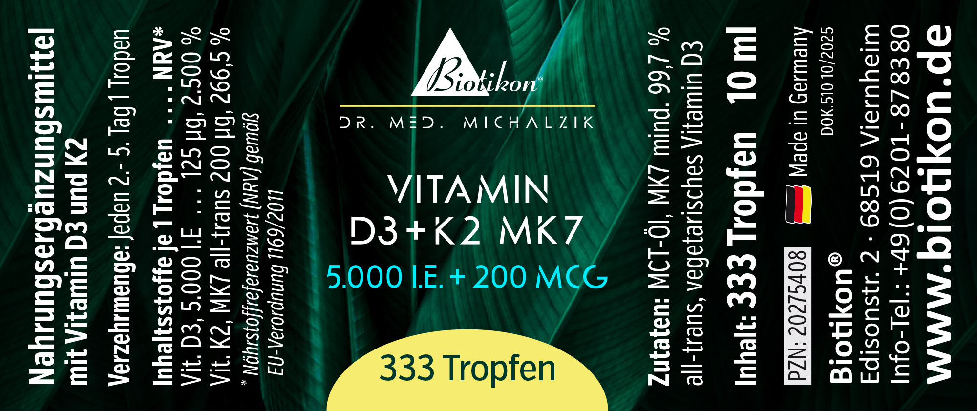 Vitamin-D3 K2-5000IE konventionell Etikett