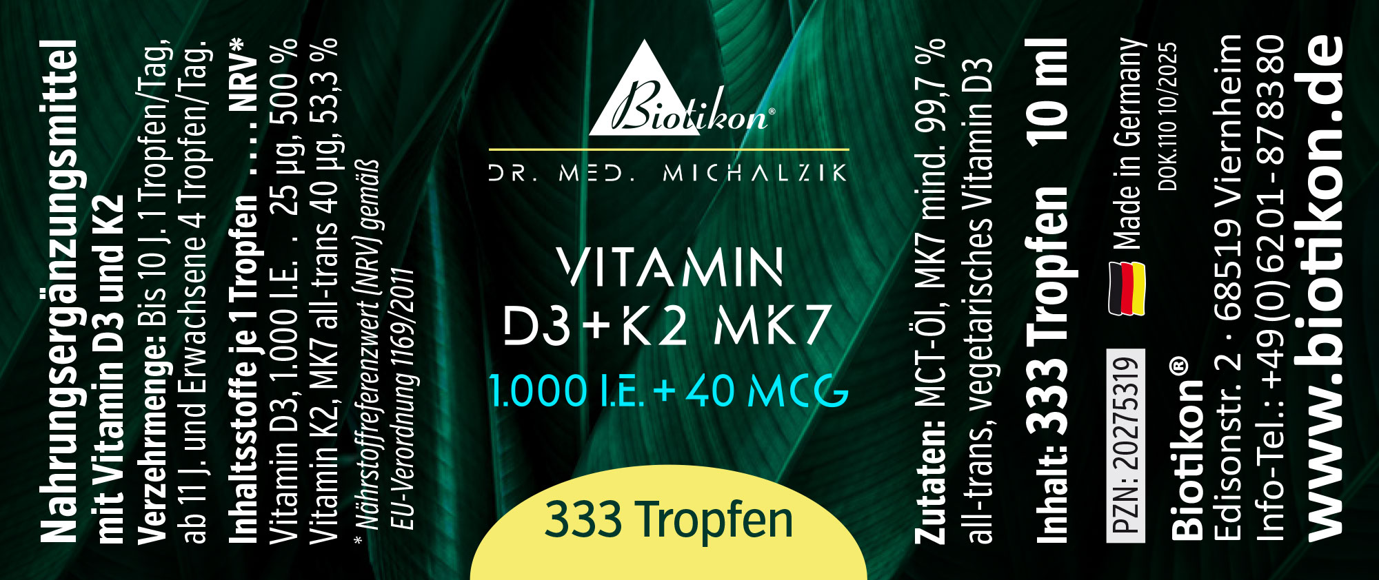 Vitamin-D3 K2-1000IE konventionell Etikett