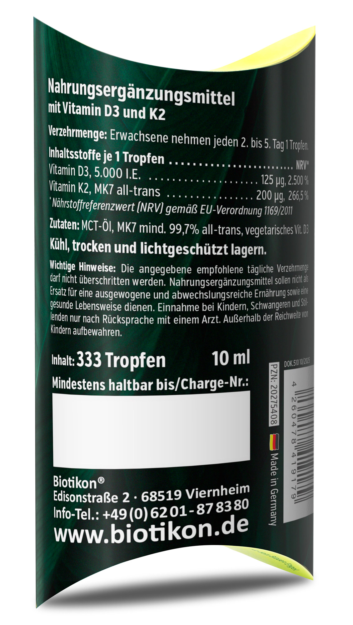 Vitamin-D3 K2-5000IE konventionell Schachtel Rückseite