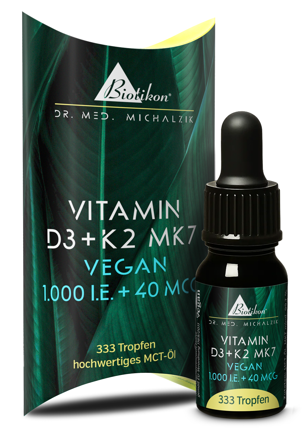 Vitamin D3+K2 10 ml 1000 IE vegansk förpackning med flaska