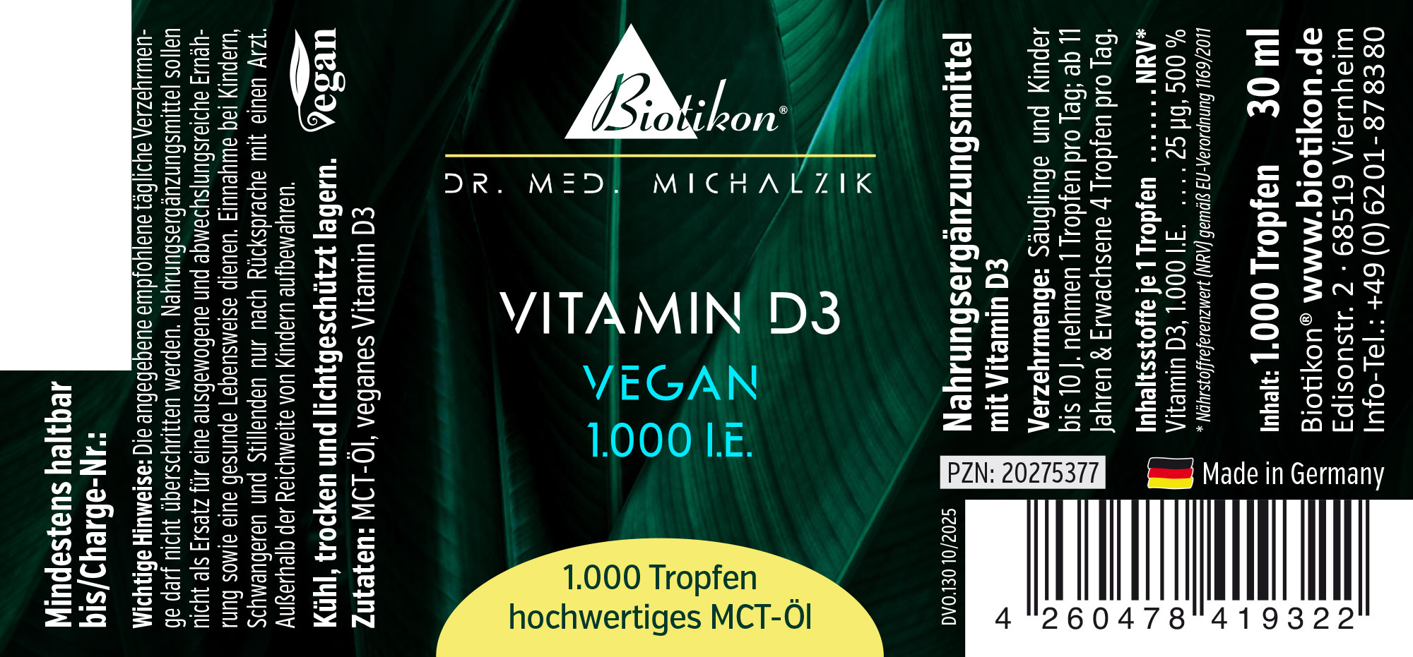 Vitamin-D3 1000IE vegan Etikett (2)