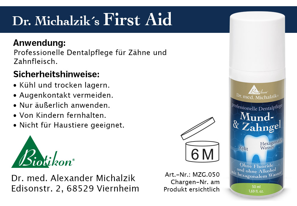 Professionelles Zahngel in einer 50 ml Sprayflasche, beige und blau, zur Dentalpflege.