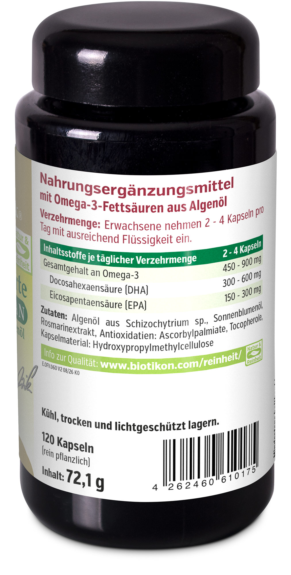 Omega-3 forte vegansk - 60 kapslar, violettglas