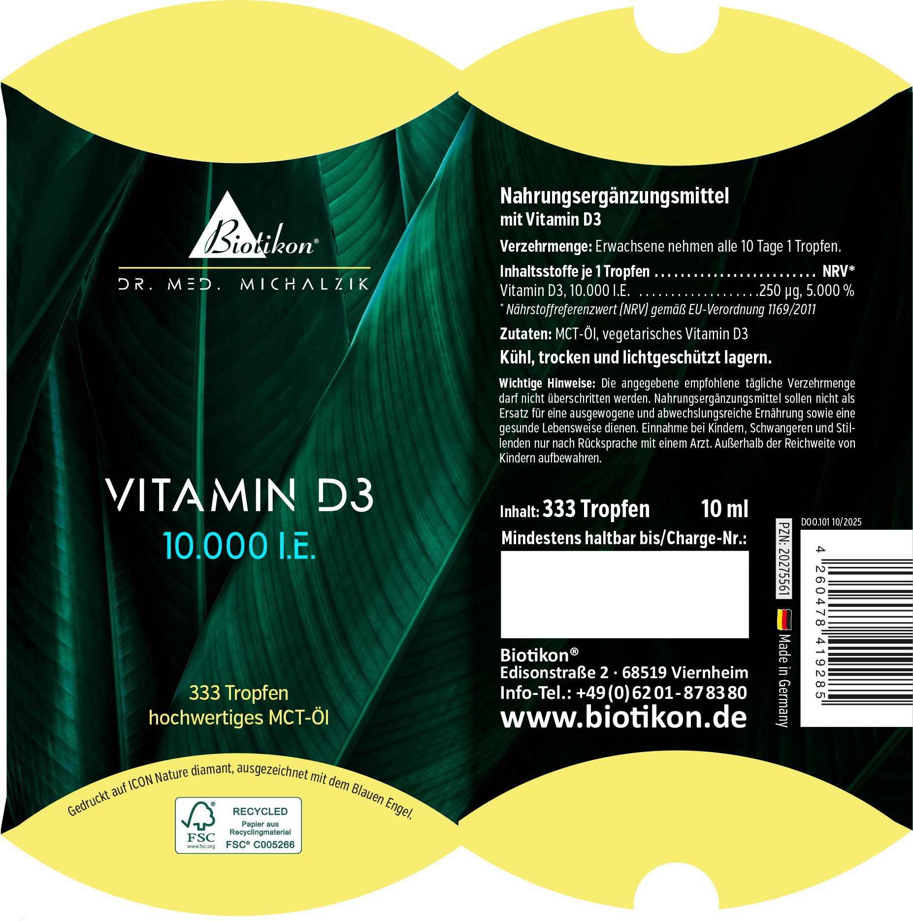 Vitamin-D3 10.000IE konventionell Kissenschachtel