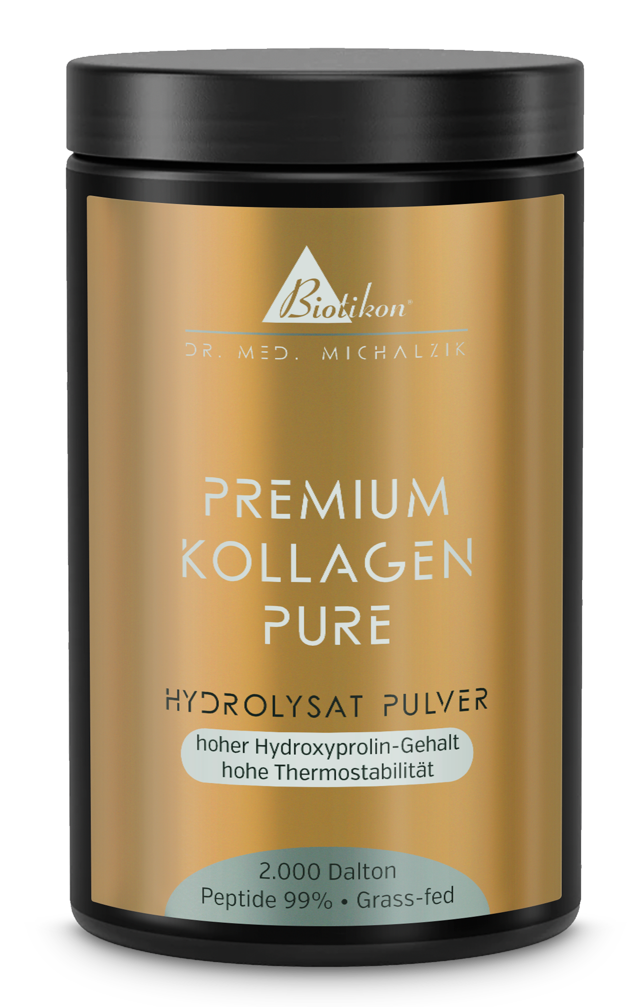 Premium Kollagen Hydrolysat Pulver Dose frontal Premium Kollagen Hydrolysat Pulver Dose frontal