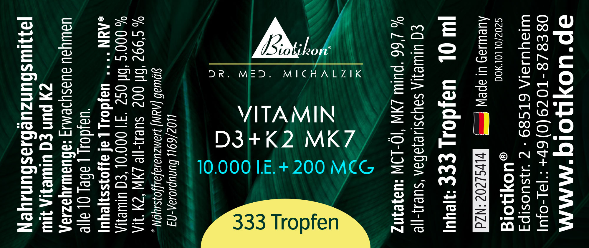 Vitamin-D3 K2-10000IE konventionell Etikett