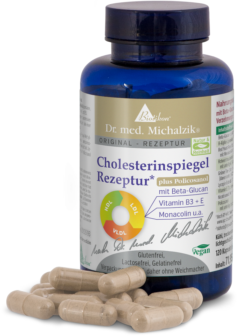 Braune Kapseln aus einer blauen Flasche mit 90 Stück, vegan und glutenfrei.