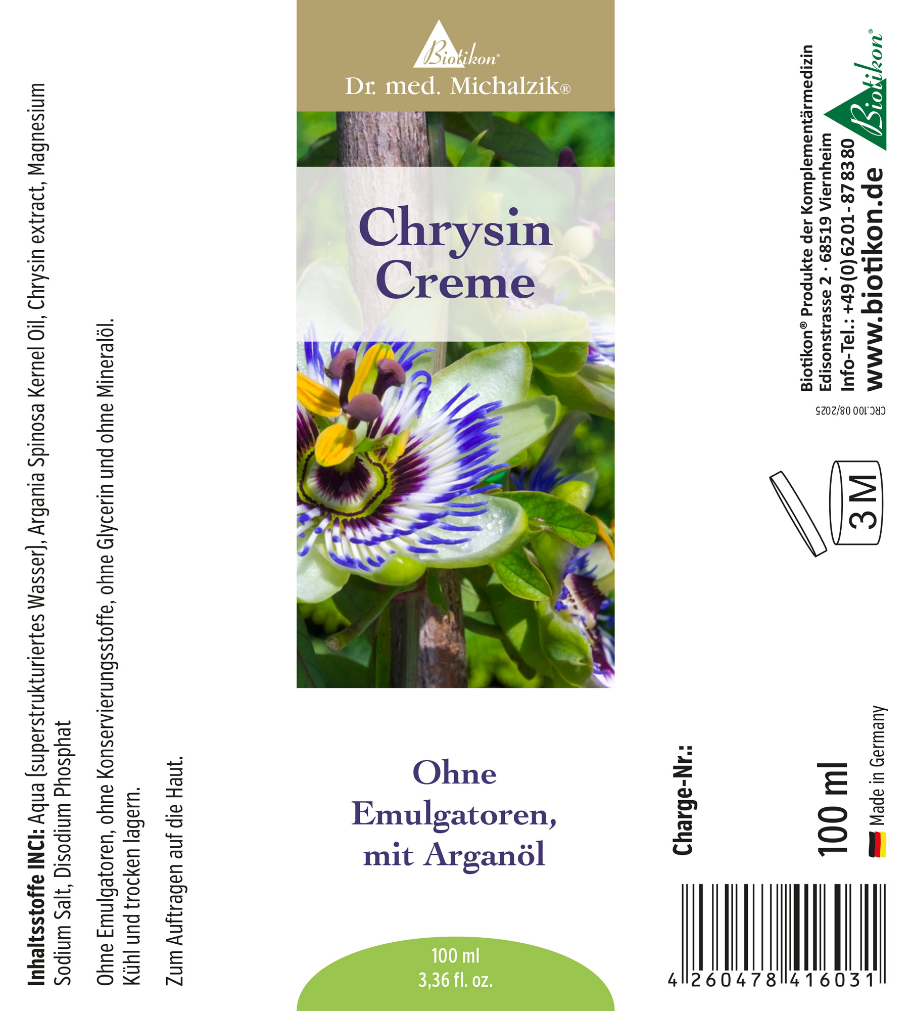 Chrysin Creme Etikett